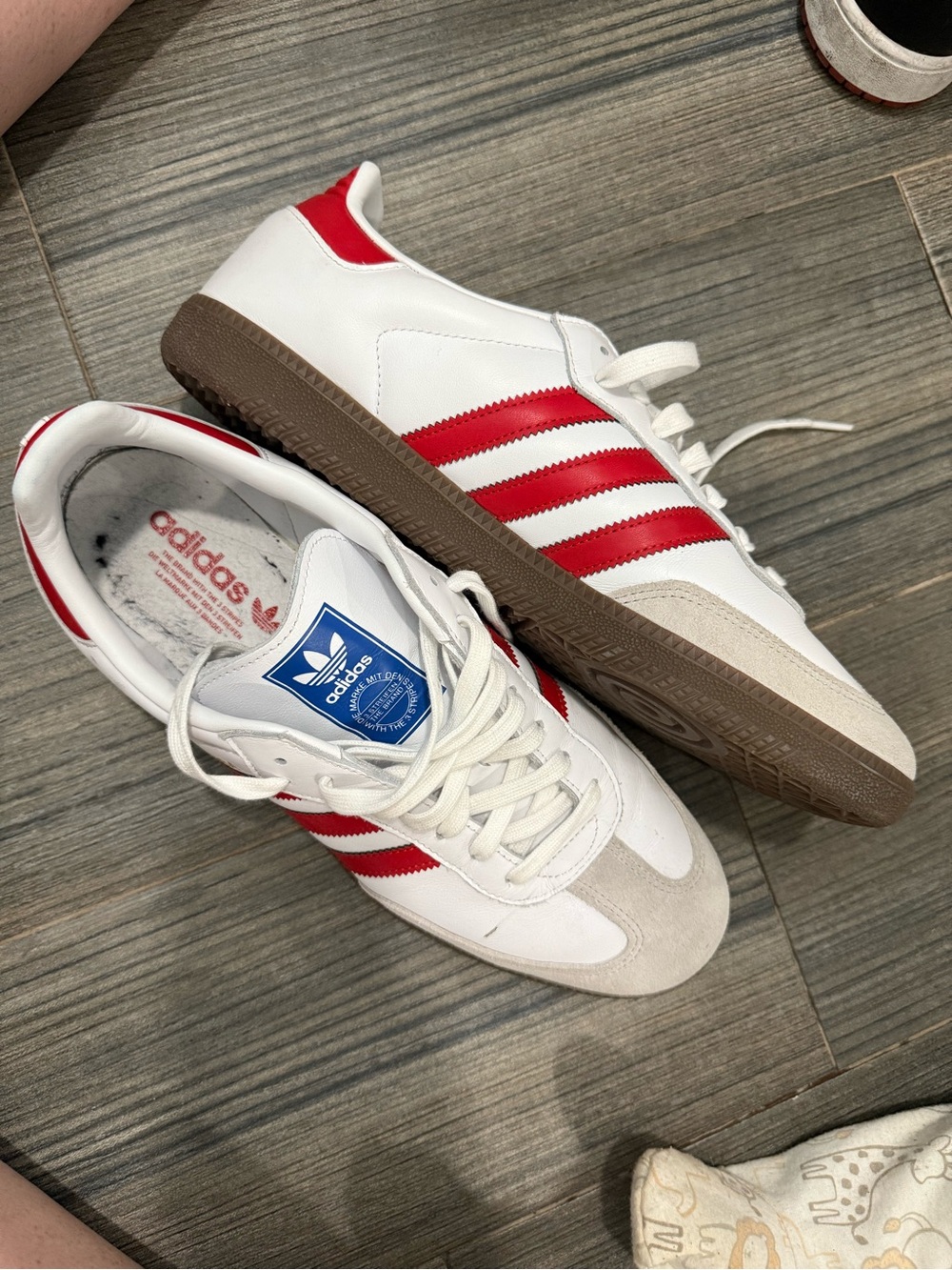 Authentic adidas Samba- White with Red Stripes